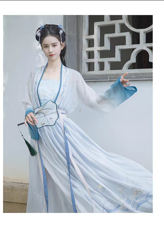 重回汉唐汉服女春秋装渊海中国风对襟齐腰襦裙...