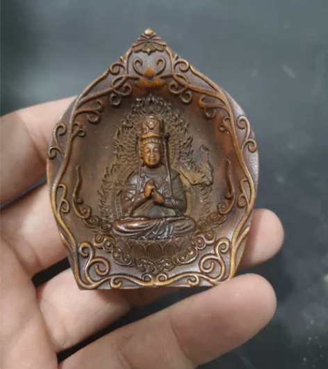小叶黄杨木精雕手把件摆件木雕佛像,尺寸高7...
