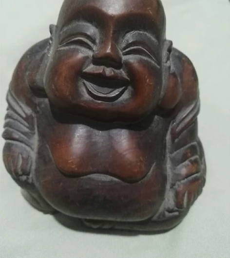 木雕笑佛，什么木不知？，没裂没损没残，高1...