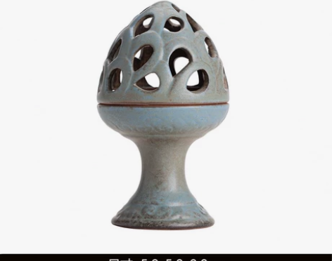 小号陶瓷盘香炉，家用室内仿古自然做旧塔香炉...