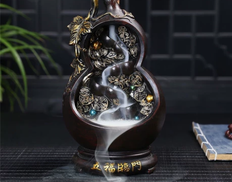 五福临门倒流香炉大号天然檀香薰香炉家用卧室...