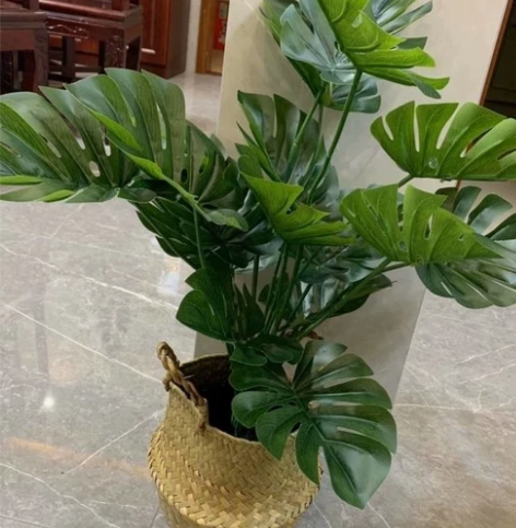 【全新盆景仿真绿植】送花篮仿真龟背竹植物盆...