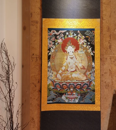 画芯是古玩西藏尼泊尔刺绣金丝唐卡黄财神织锦...