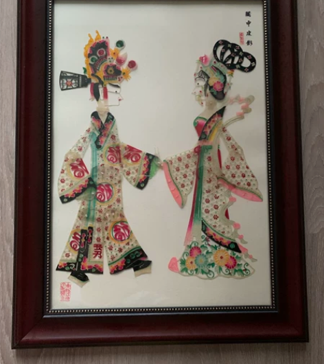 才子佳人民间特色手工艺品皮影装饰画 挂墙传...