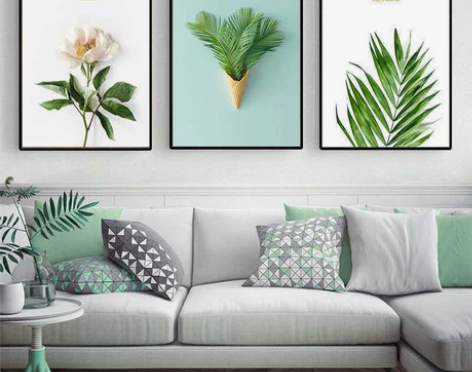 客厅装饰画挂画三联画沙发背景墙北欧无框画卧...