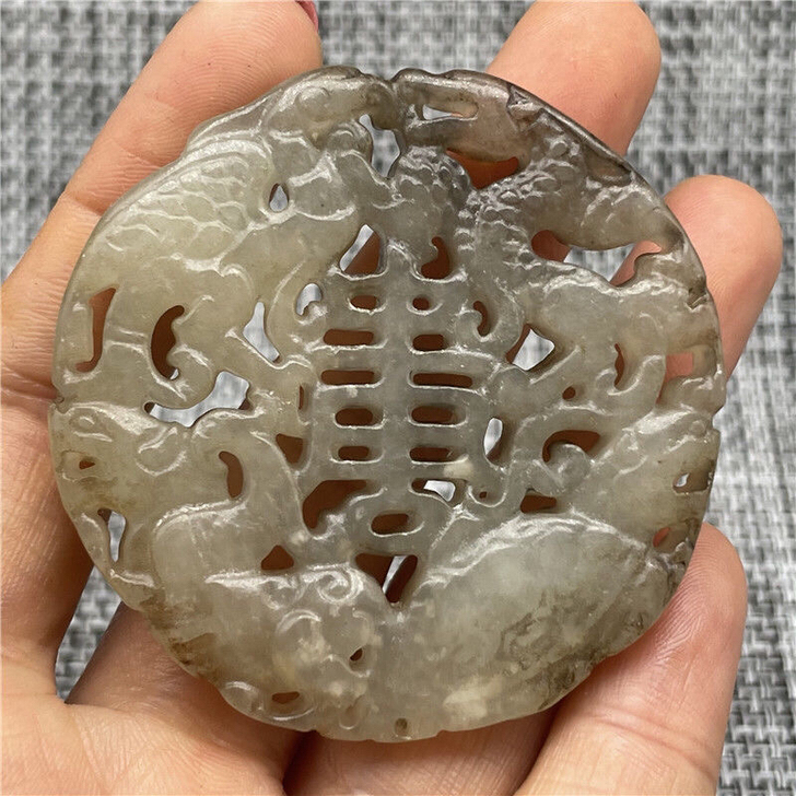 天然玉岫玉挂件古玉老玉汉代玉器玉雕复古玉佩...