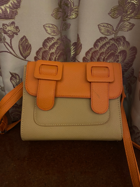 橙色拼色剑桥包,中号,挺能装的