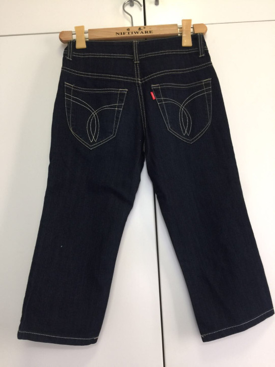 精致深色七分牛仔裤 九分牛仔裤 26腰 长...