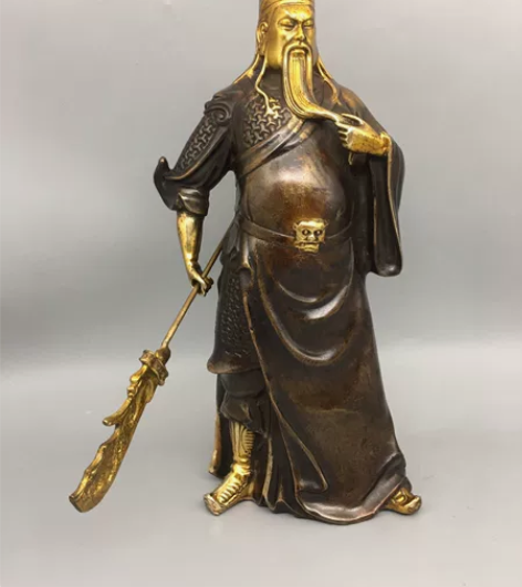 古玩铜器收藏，中号光面关公，工艺精湛 ，包...