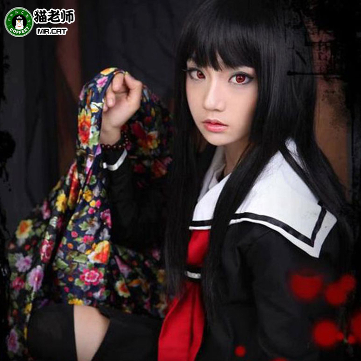 猫老师 动漫地狱少女 阎魔爱COS服 学生...