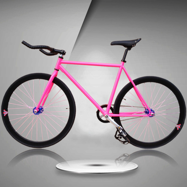 可倒骑死飞fixedgear自行车 荧光粉...