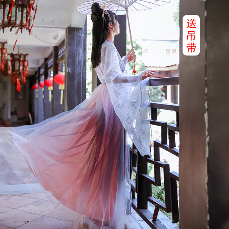 花神赋汉服女中国风古装魏晋风齐腰齐胸襦裙三...
