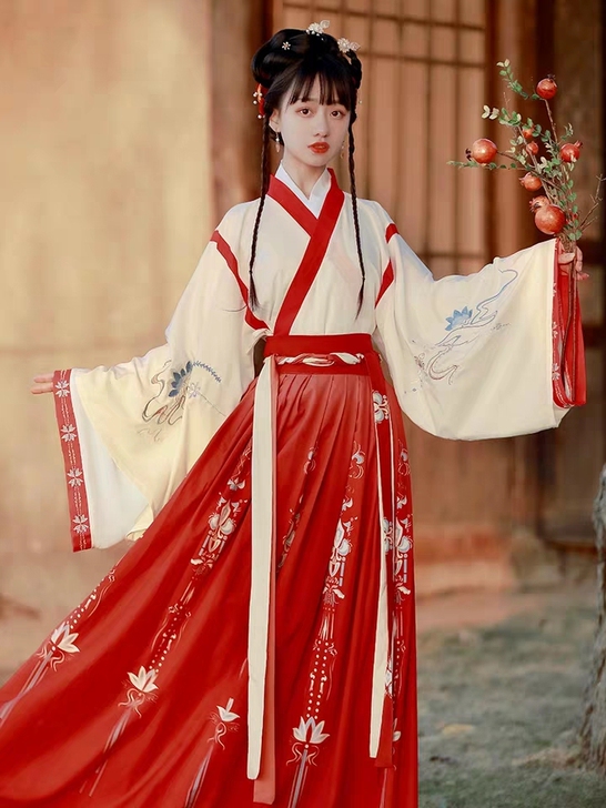 ［汉服］艺缕原创 国风 半生莲 交领 晋制...