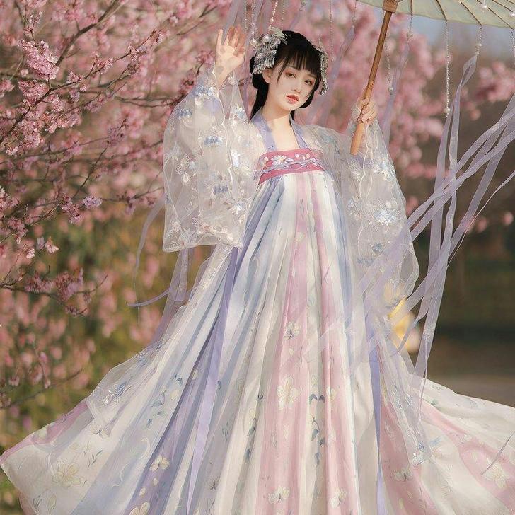 茗月萱齐胸襦裙套装汉服女刺绣正品春夏秋款日...