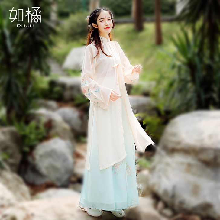 汉服女夏明制改良齐腰襦裙古装仙气日常立领衫...