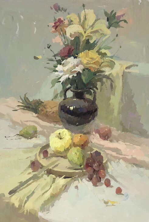 水粉色彩色彩，高考色彩作品，2开水粉画成品...