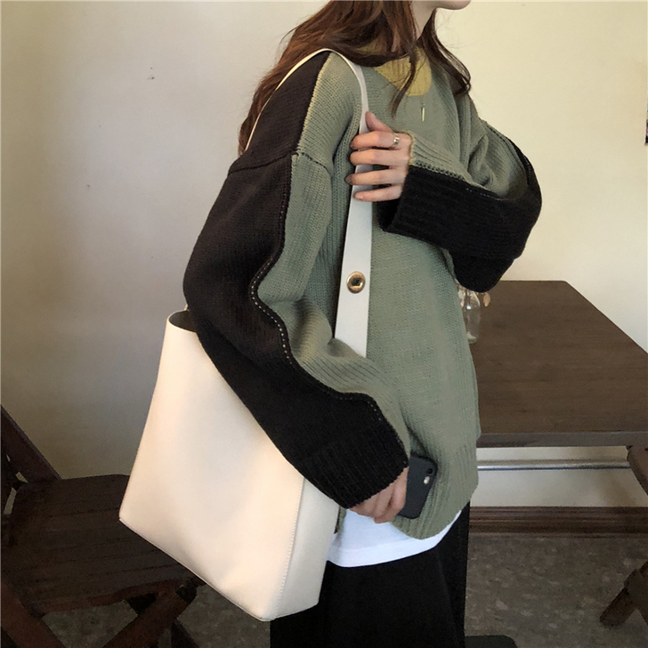 韩国新款时尚休闲单肩水桶包ins秀智同款女...