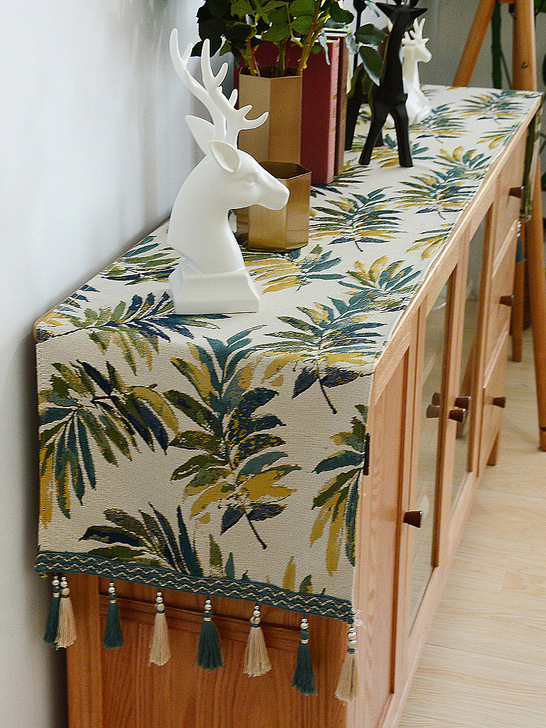 美式边柜桌布电视柜桌布棉麻台布长方形茶几布...