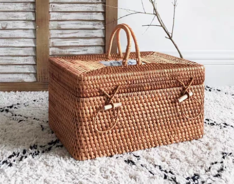 藤编收纳贝壳盒大号直径35厘米一个39元 ...