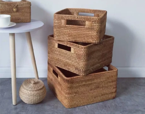 越南手工编织藤编家居收纳筐玩具书本衣物收纳...