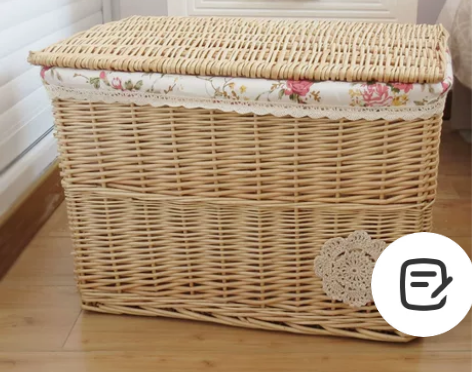 家居柳编收纳筐储物箱带盖大号藤编整理箱收纳...