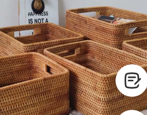 【今日优惠】越南手工编织藤编家居收纳筐玩具...