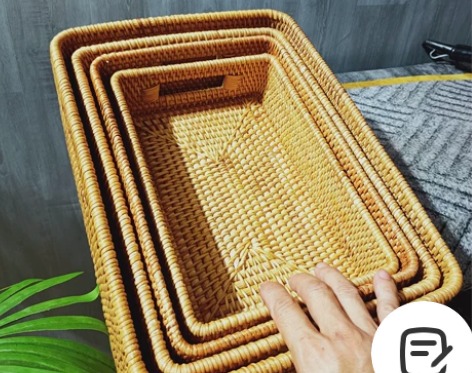 越南藤编编织收纳筐衣物储物箱大号带盖玩具篮...