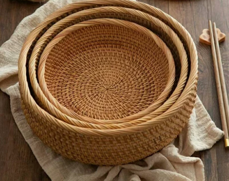 全新，越南藤编，只收手工费，家居提圆筐深款...