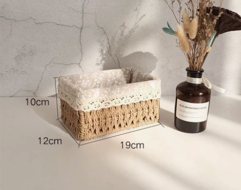 全新包邮藤编收纳篮编织桌面收纳筐零食化妆品...