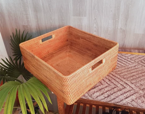 越南藤编编织收纳筐衣物储物箱大号带盖玩具篮...