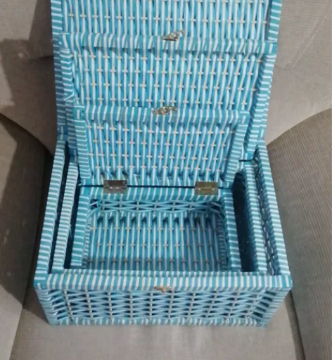 特价清仓草编收纳箱藤编收纳盒纯手工编织桌面...