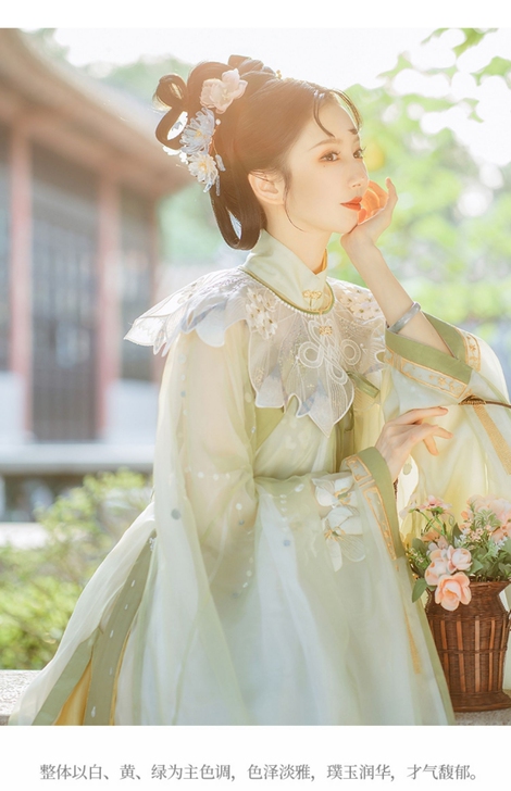 钟灵记 晚来风:云肩 斜襟长衫百褶裙配宋抹...