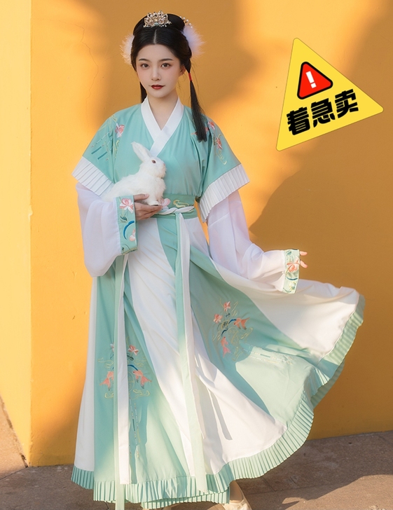 云芳晴浮蕖清原创汉服女晋制魏晋风交领半臂齐...