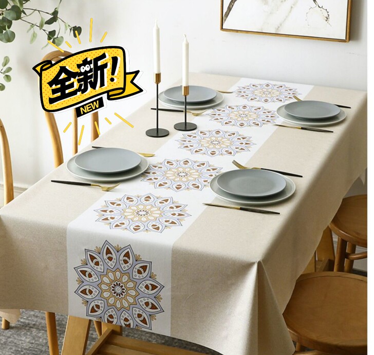 防水防油桌布免洗防烫新中式家用长方形台布餐...