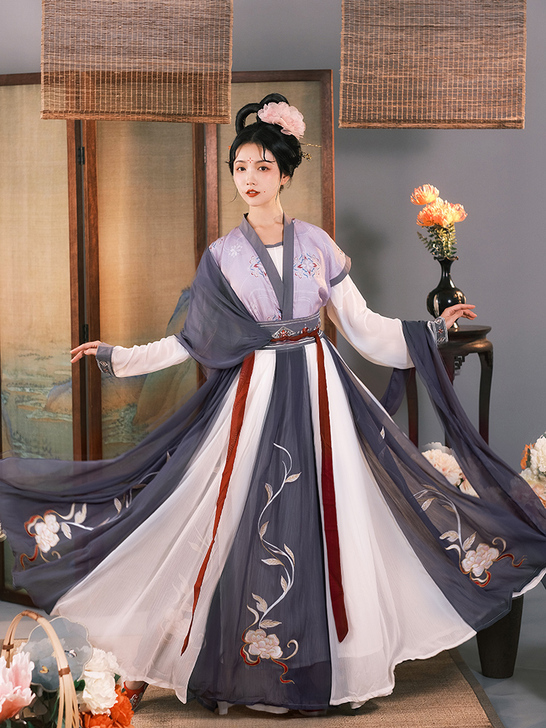 耀春醉芙蓉新款原创汉服唐背子对襟衫十二破交...