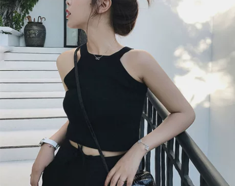 针织吊带背心女外穿短款露脐ins潮内搭打底...