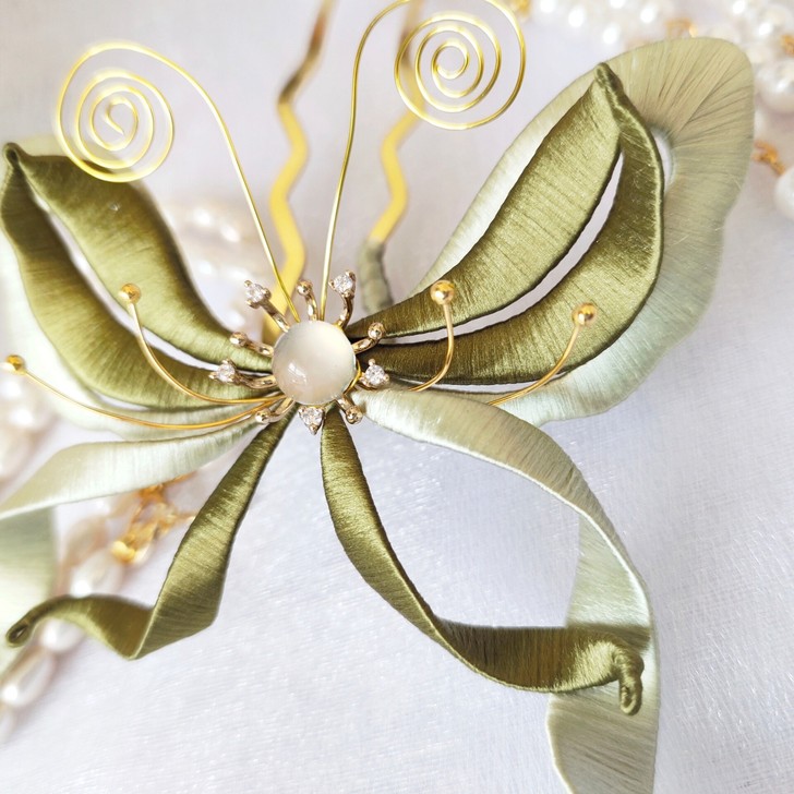 现货原创缠花蝴蝶发簪【绿蝶】