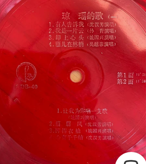 老唱片琼瑶的歌(一二)一套齐,九五品很新,...