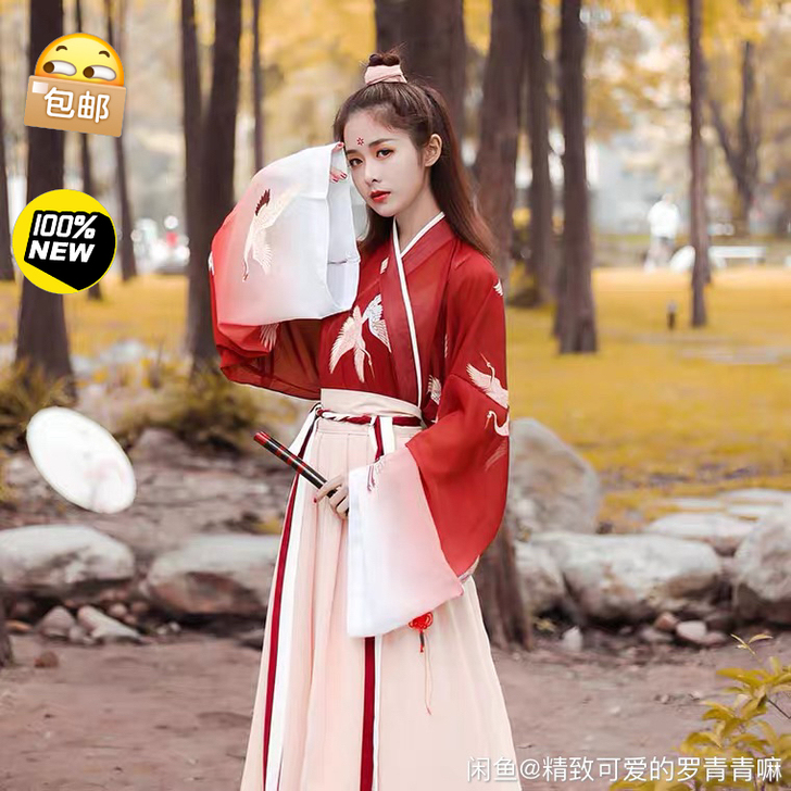 中国风仙鹤汉服女 夏季仙气齐腰襦裙 古装 ...