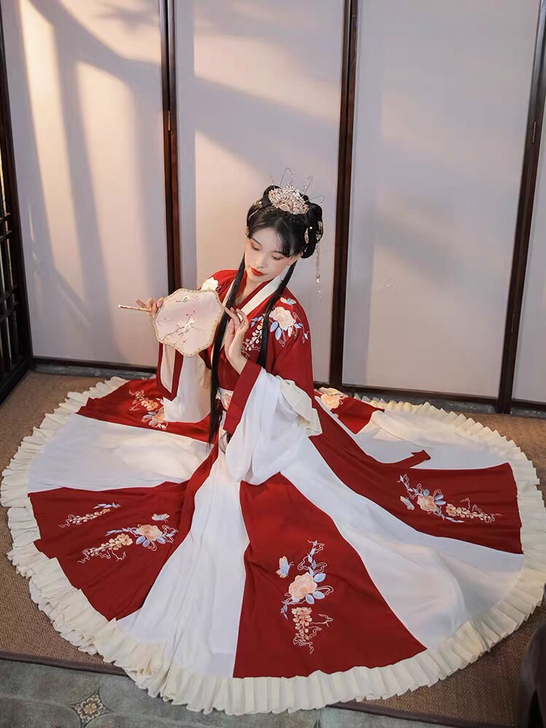柒邑阑珊汉服女正品原创晋制交领半袖齐腰襦裙...
