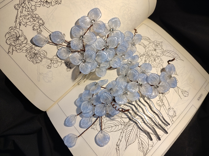 琉璃水钻簪花 发梳 侧簪