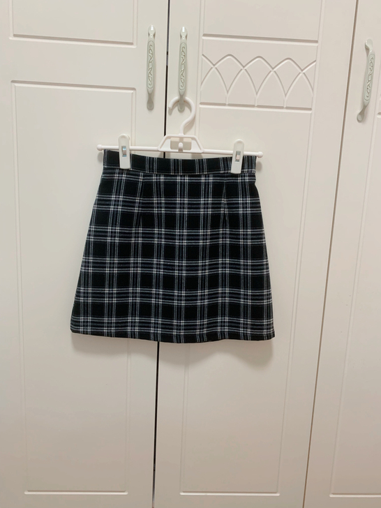 黑白格子裙半身裙A字裙，95新，面料软糯舒...