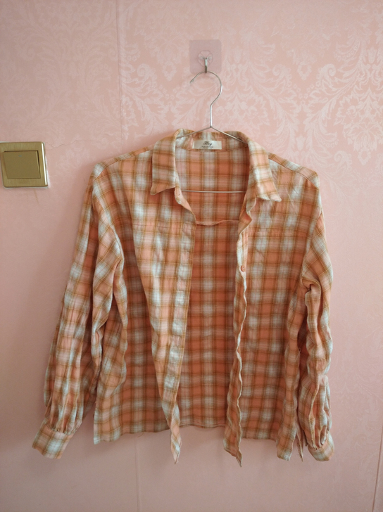 春秋韩版宽松休闲学院风格子衬衫女学生百搭长...