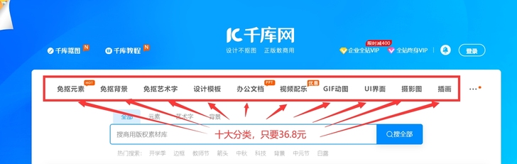 千库网海量素材库终身免费自助下载限时特价活动