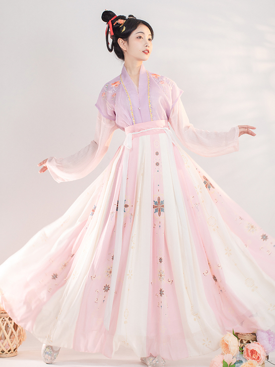 汉服女中国风原创改良连衣裙超仙小个子齐腰古...