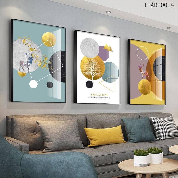 客厅装饰画沙发背景墙挂画北欧壁画三联组合轻...