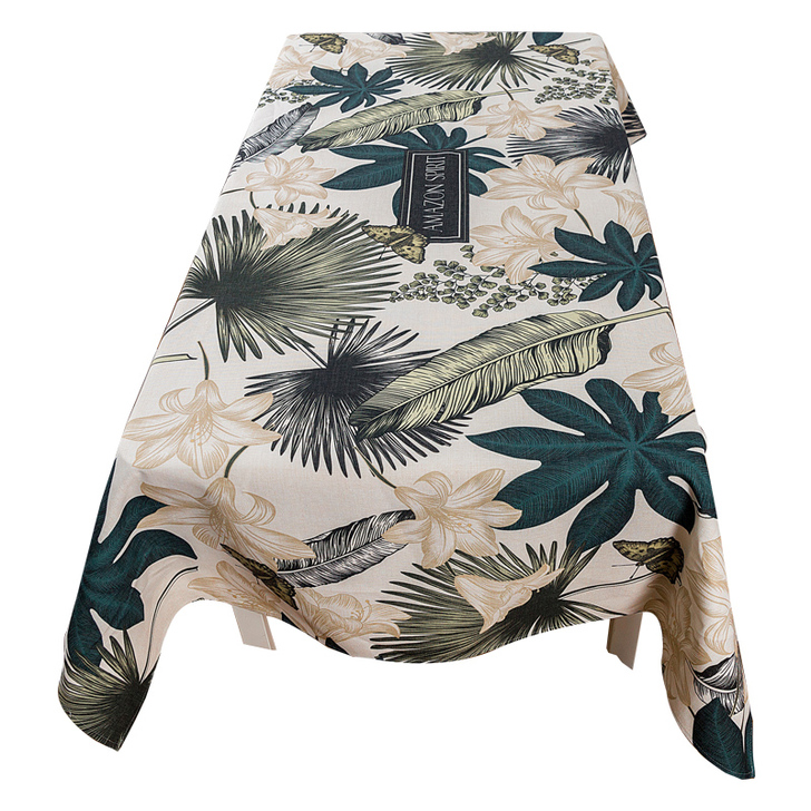 美式餐桌布艺防水免洗台布圆桌布网红棉麻长方...