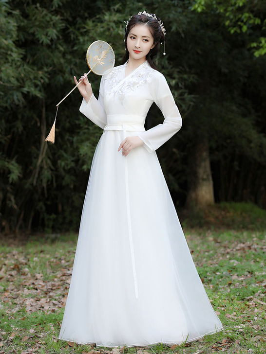 古装白色汉服女夏季超仙气原创正品中国风春秋...
