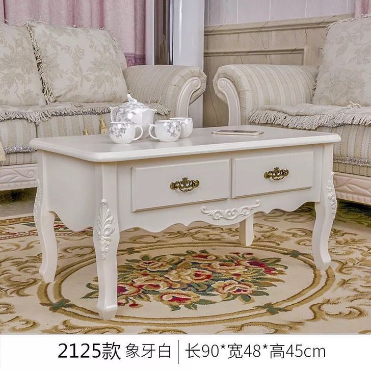 韩式田园客厅茶几象牙白色咖啡桌欧式小户型简...