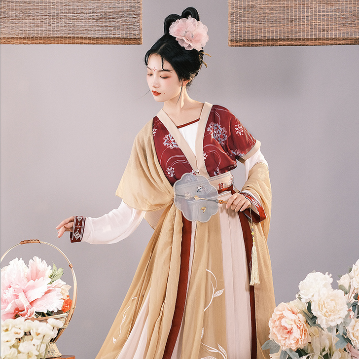 耀春醉芙蓉原创汉服女中国风唐制背子对襟衫十...